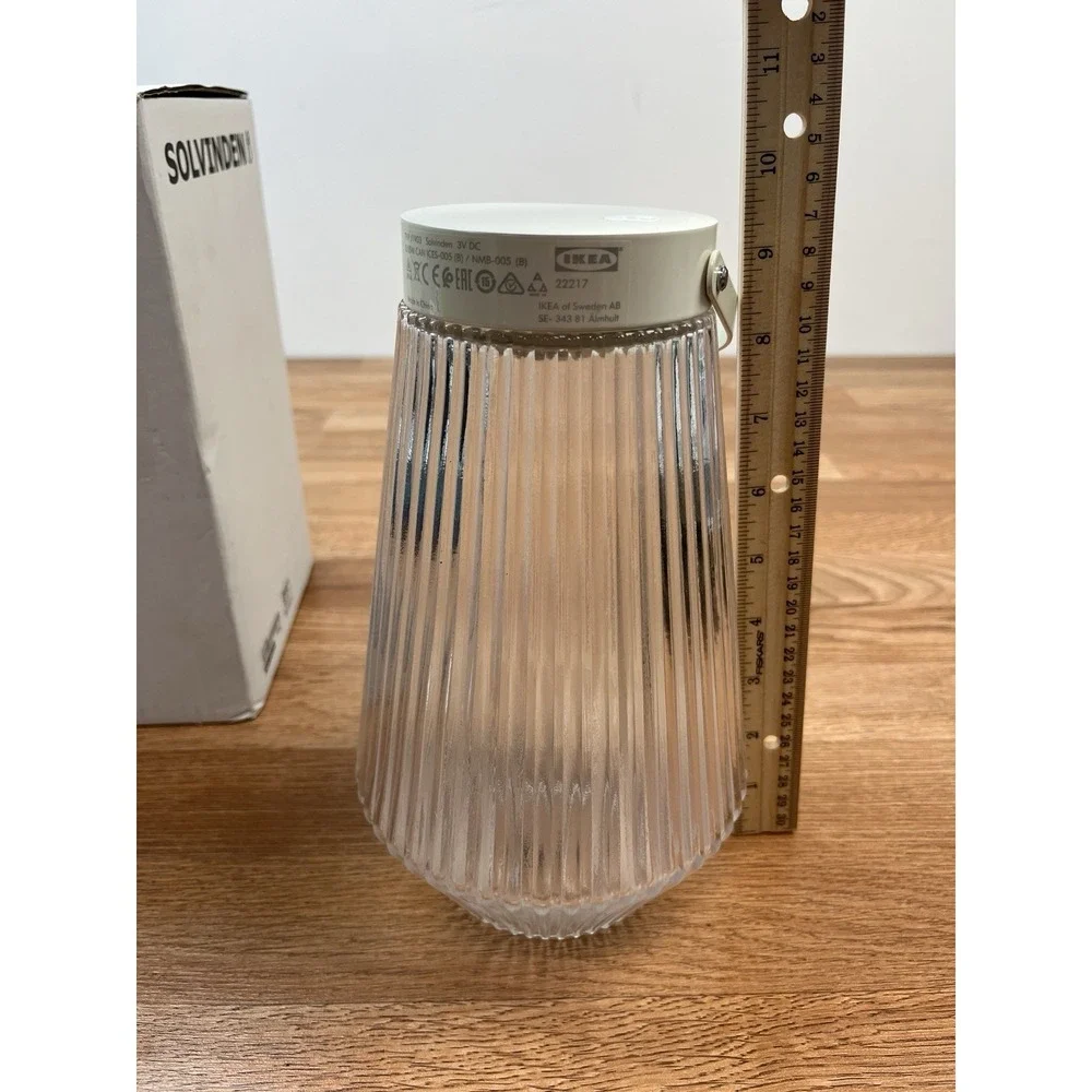 Ikea Solvinden‎ Outdoor Glass Lantern Light Programmable White/Clear NEW